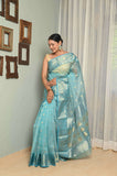 Sky Blue Pure Silk Handwoven Chanderi Saree with Nakshi Booti