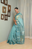 Sky Blue Pure Silk Handwoven Chanderi Saree with Nakshi Booti