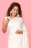 White Beads Satin Saree