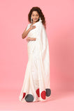 White Beads Satin Saree