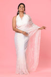 White Organza Embroidered Designer Saree