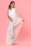 White Organza Embroidered Designer Saree