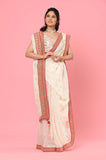 White Red Dola Silk Designer Saree