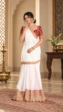 White Red Georgette Saree