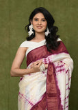 White Wine Tussar Shibori Saree