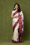 White Wine Tussar Shibori Saree