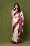 White Wine Tussar Shibori Saree