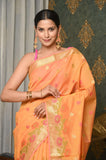 Yellow-Orange Cotton Silk Saree with Bale Border