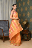 Yellow-Orange Cotton Silk Saree with Bale Border