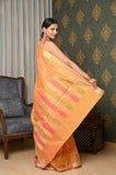 Yellow-Orange Cotton Silk Saree with Bale Border