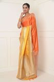 Yellow-Orange Mashru Silk Banarasi Saree