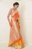 Yellow-Orange Mashru Silk Banarasi Saree