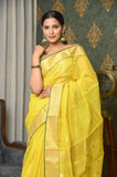 Yellow Cotton Silk Chanderi Saree