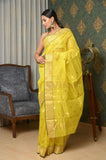 Yellow Cotton Silk Chanderi Saree