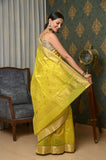 Yellow Cotton Silk Chanderi Saree