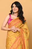 Yellow Cross Stitch Semi Tussar Saree