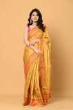 Yellow Cross Stitch Semi Tussar Saree