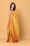 Yellow Cross Stitch Semi Tussar Saree