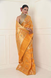 Yellow Dupion Silk Banarasi Saree