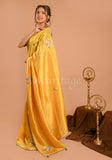 Yellow Green Uppada Silk Gota and Jarkan Saree