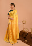 Yellow Green Uppada Silk Gota and Jarkan Saree