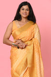 Yellow Moonga Silk Lehariya Designer Saree