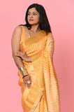 Yellow Moonga Silk Lehariya Designer Saree