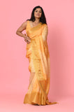 Yellow Moonga Silk Lehariya Designer Saree