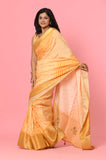 Yellow Moonga Silk Lehariya Designer Saree