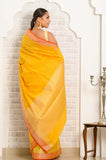 Yellow Round Booti Cotton Silk Banarasi Saree