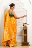 Yellow Soft Silk Banarasi Saree With Jaal border