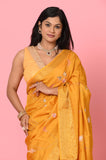 Yellow Zari Beads Russian Saree