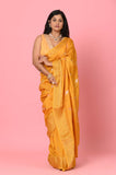 Yellow Zari Beads Russian Saree