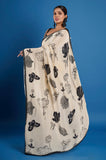 Beige Crepe Handwork Saree