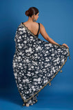 Black and White Crepe Saree