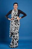 Black and White Polka Crepe Handwork Designer Saree