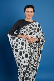 Black and White Polka Crepe Handwork Designer Saree