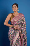 Black Floral Pure Chanderi Digital Print Saree