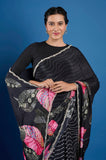 Black Printed Crepe Handwork Designer Saree