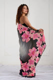 Black Printed Shaded Crepe Handwork Designer Saree