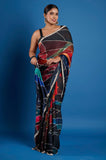 Black Satin Crepe Handwork Designer Saree