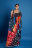 Black Satin Crepe Handwork Designer Saree