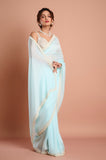 Blue HO Silk Moti Work Designer Saree