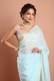 Blue HO Silk Moti Work Designer Saree