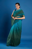 Blue Shaded Organza Saree