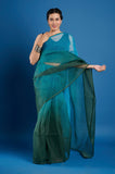 Blue Shaded Organza Saree