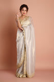 Blue Tissue Handwork Designer Saree