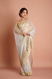 Blue Tissue Handwork Designer Saree