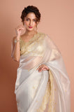 Blue Tissue Handwork Designer Saree