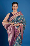 Bottle Green Pure Chanderi Digital Print Saree